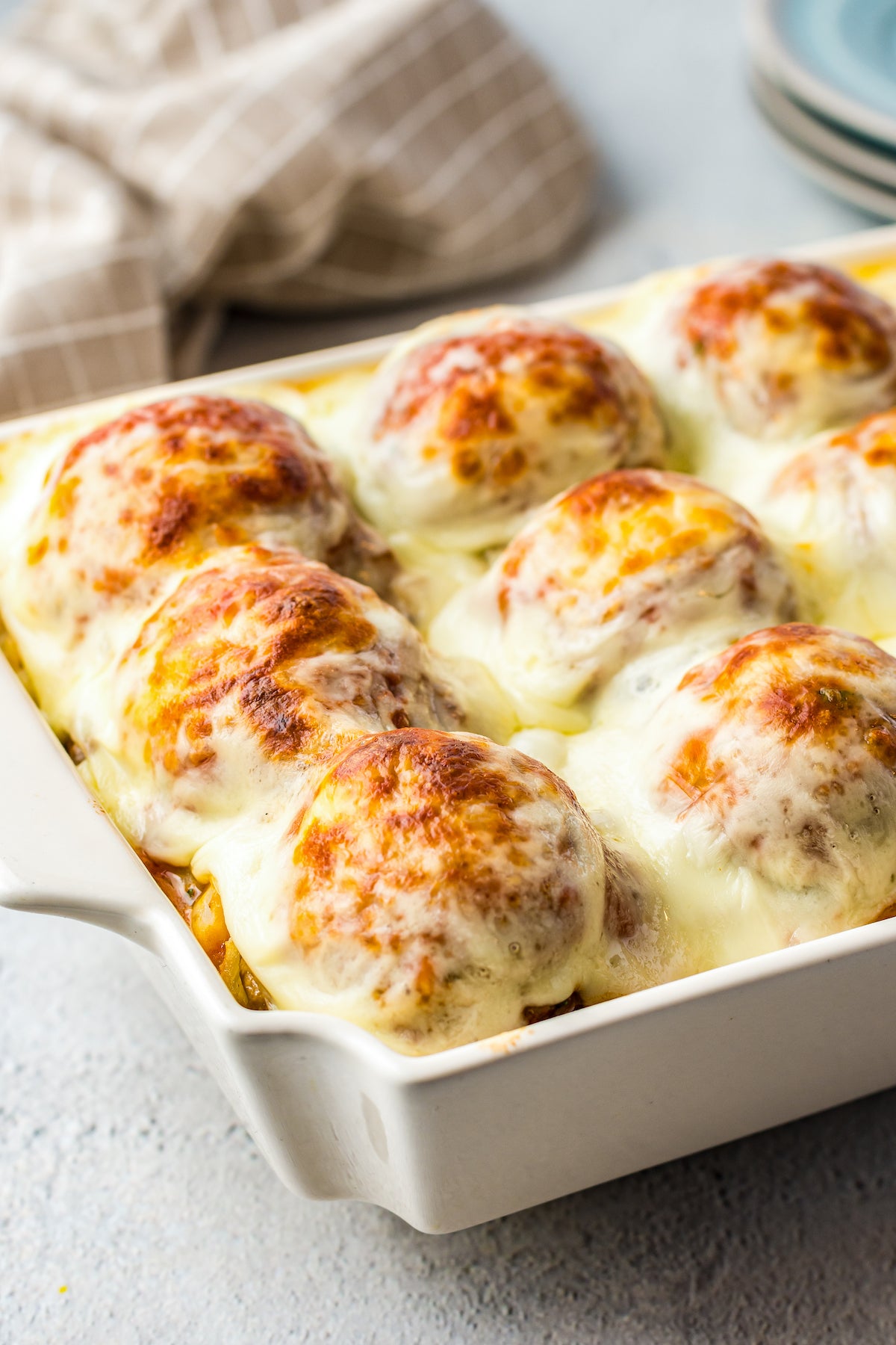 Loaded Mashed Potato and Meatball Casserole