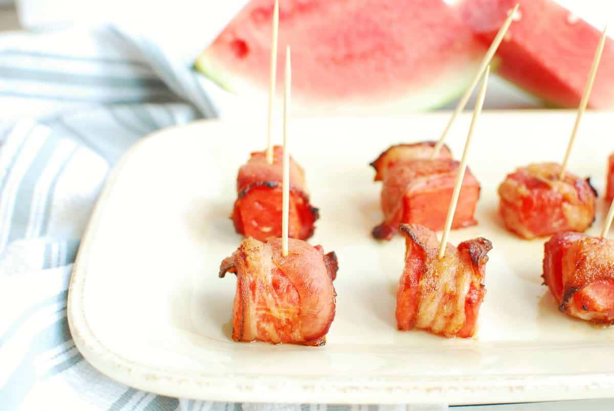 Ready for the ultimate sweet and salty snack combination?  Try these air fryer bacon wrapped watermelon bites!  Juicy watermelon is wrapped in rich, salty bacon for a play on multiple flavor and texture sensations.  This is a delicious option for a...