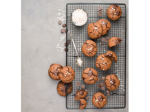 In the mood for a sweet treat? “These chewy salted caramel and chocolate cookies are delicious with a cuppa or warmed and crumbled over ice cream