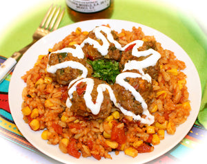 ~ Mexican-Style Rice-a-Roni and Chorizo Meatballs ~
