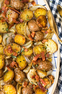 I have got the most perfect potato side dish for you to try! Roasted red potatoes are cooked with bacon and onion for a side full of flavor