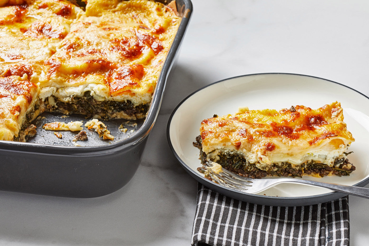 Here’s a hearty way to get your greens: In a cheesy pan of lasagna