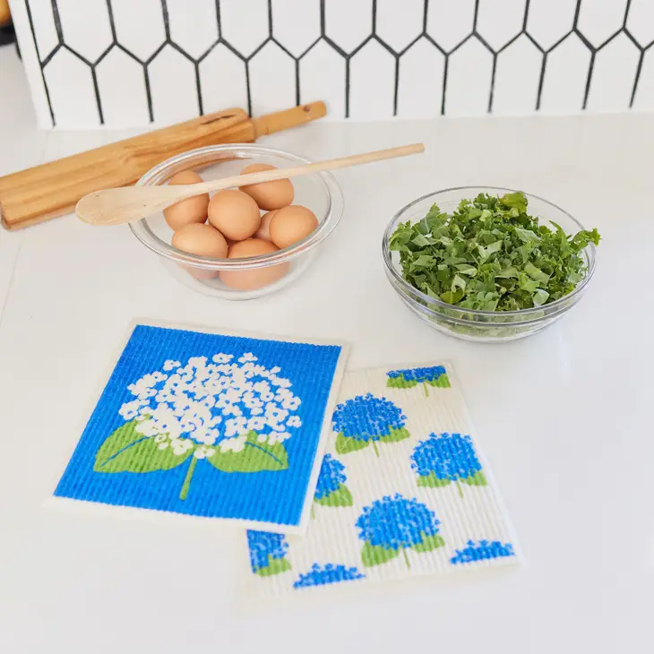 Hydrangea Eco-Friendly Dish Cloths - Set of 2 - Swedish Dishcloths