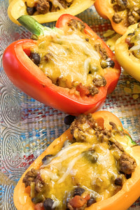 Taco Meat Loaded Bell Peppers {Low Carb}