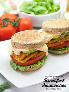 Cheesy Tofu Vegan Breakfast Sandwiches