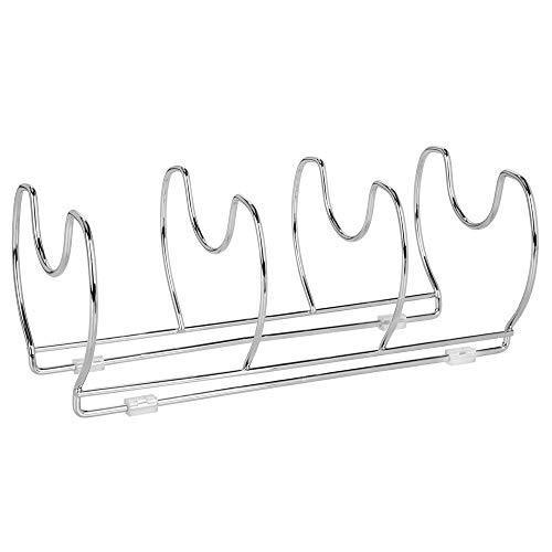 Mallize Metal Wire Pot/Pan Organizer Rack for Kitchen Cabinet, Pantry Shelves, 6 Slots for Vertical or Horizontal Storage of Skillets, Frying or Sauce Pans, Lids, Baking Stones