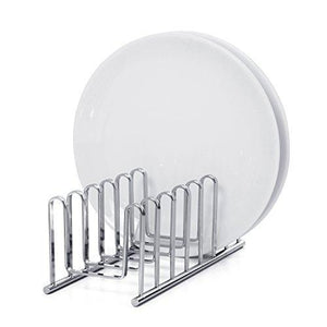 Mallize Compact Dish Drying Rack Holder, Cupboard 7 Slot Plate Storage Organizer, Silver