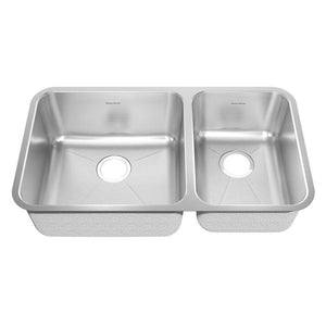 American Standard Prevoir Undermount Brushed Stainless Steel 32.875x18.75x9 inch 0-Hole Double Bowl Kitchen Sink 549756