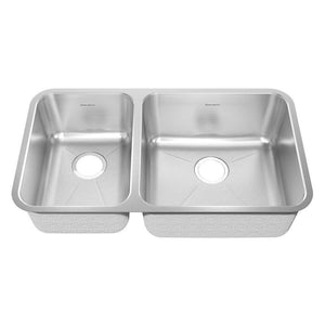 American Standard Prevoir Undermount Brushed Stainless Steel 32.875x18.75x9 inch 0-Hole Double Bowl Kitchen Sink 549758