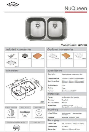 Abey Daintree Double Sink Package