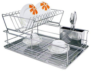 Home Basics DR30245 2-Tier Dish Rack, Stainless Steel