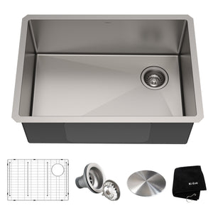 KRAUS 27" 16 Gauge Undermount Single Bowl Stainless Steel Kitchen Sink with Off Center Drain-KRAUS-DirectSinks