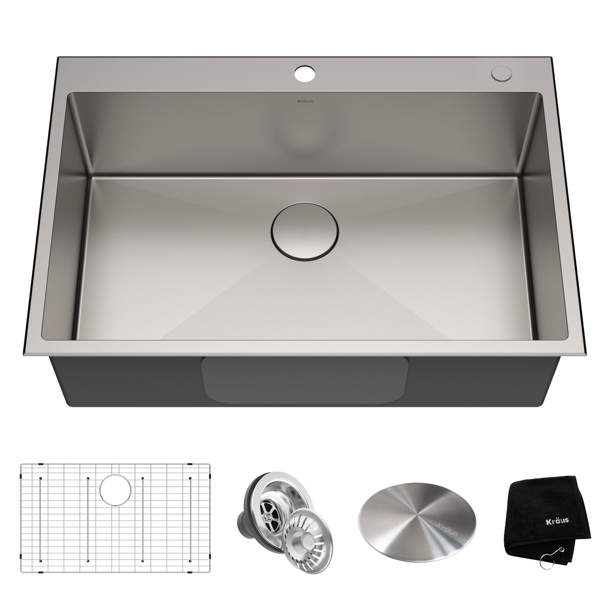 KRAUS 33" Drop-In Single Bowl 2-Hole Stainless Steel Kitchen Sink-KRAUS-DirectSinks