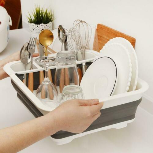 Foldable Dish Rack Kitchen Storage Holder Drainer Bowl Tableware Plate Portable
